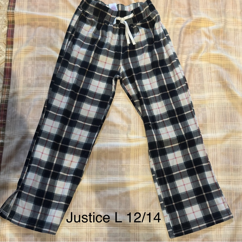 Justice Black and White Plaid Pajama Bottoms